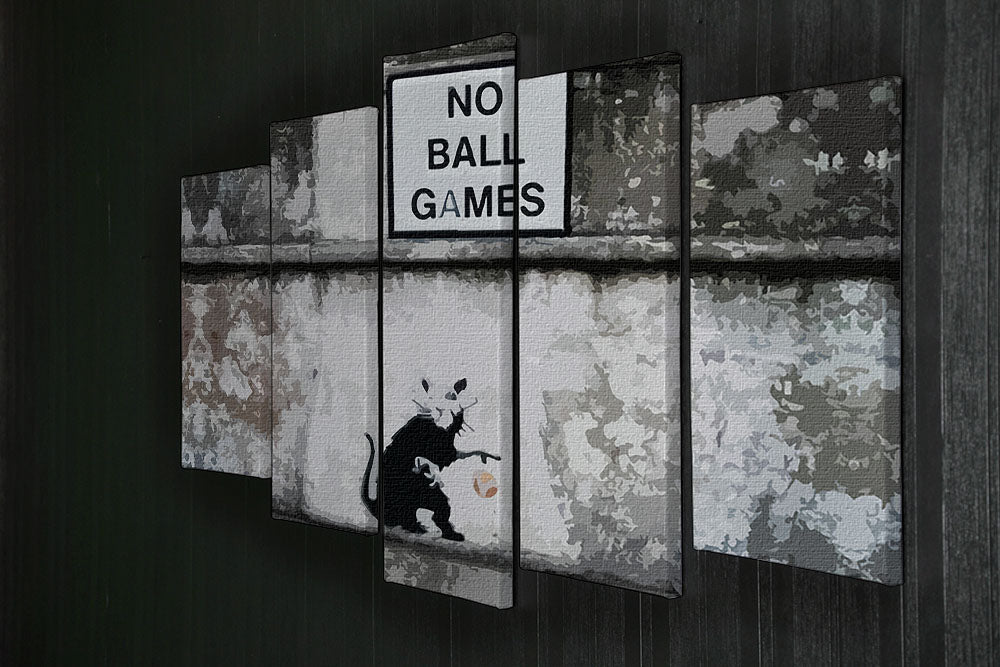 Banksy No Ball Games Rat 5 Split Panel Canvas - Canvas Art Rocks - 2