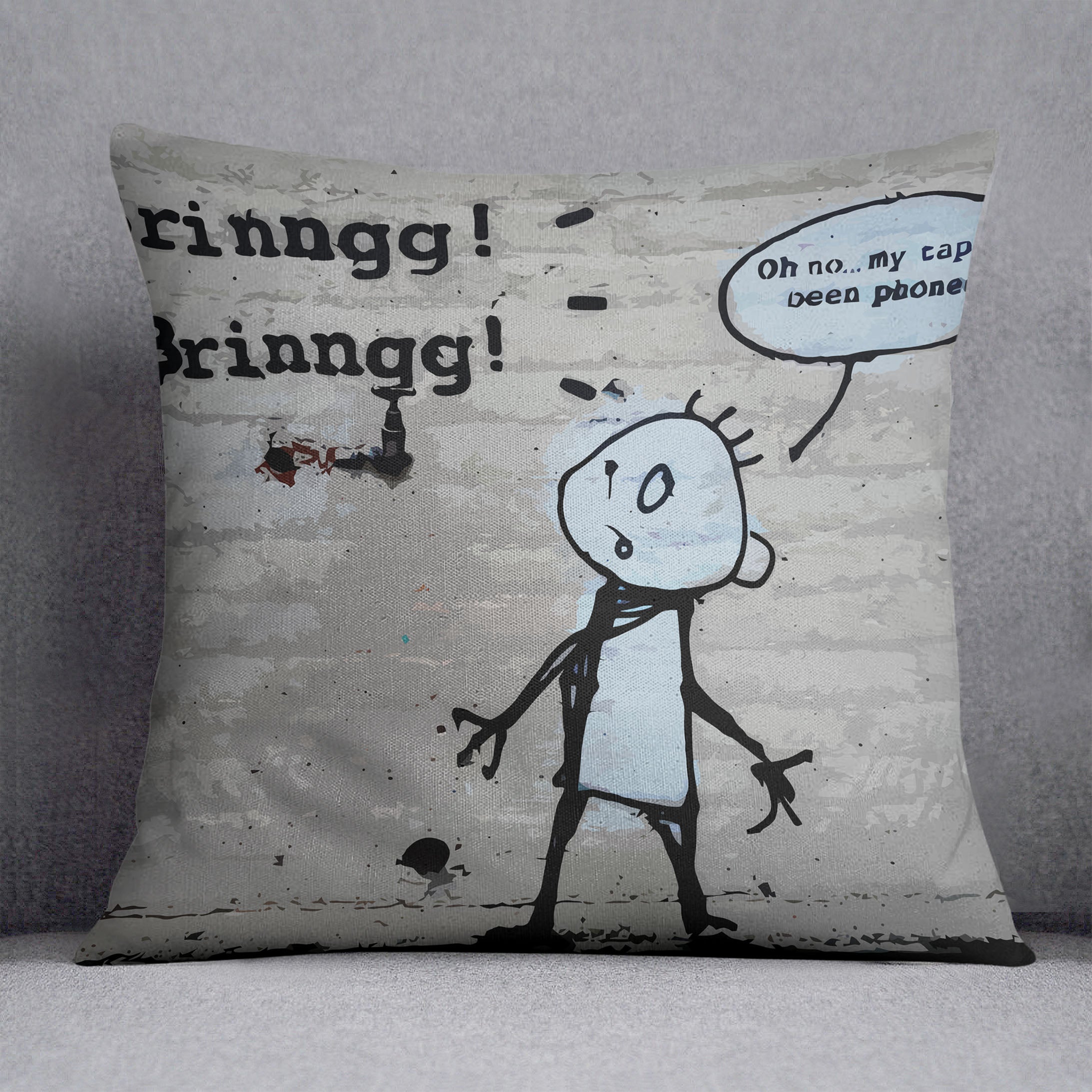 Banksy Tap Phoned Cushion - Canvas Art Rocks - 1