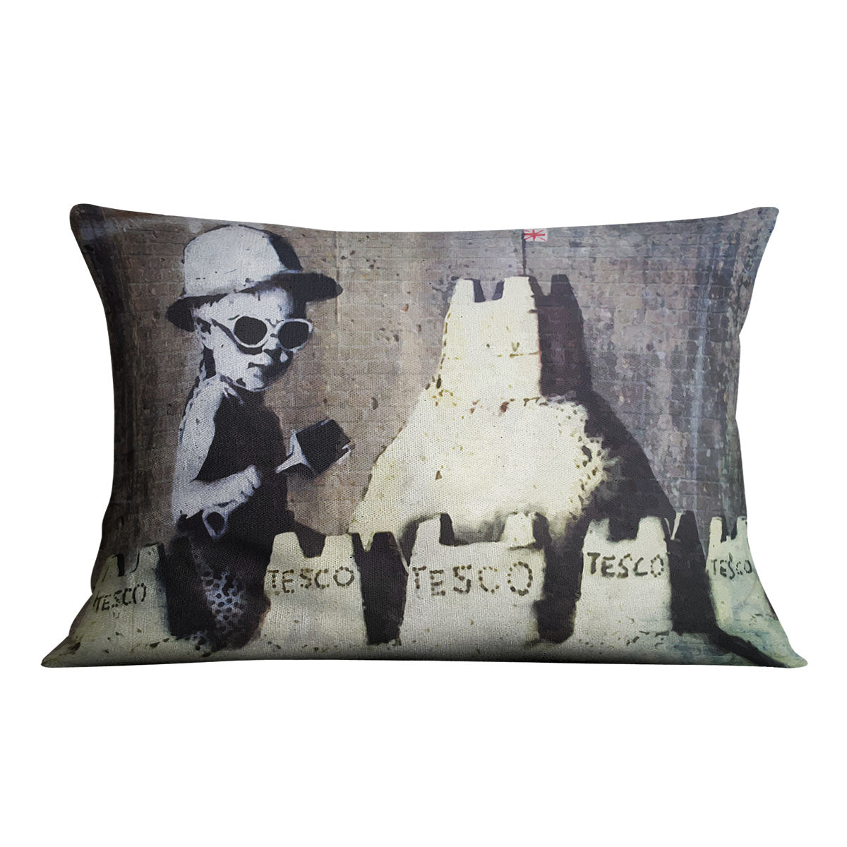 Banksy Tesco Sandcastle Cushion - Canvas Art Rocks - 4