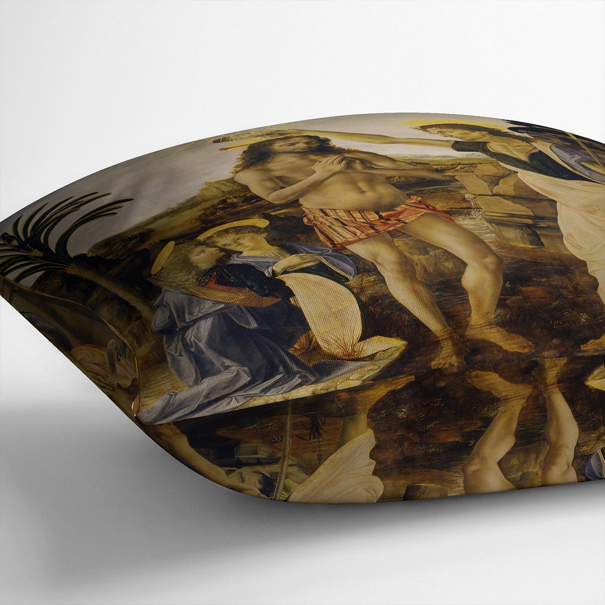 Baptism Of Christ by Da Vinci Cushion