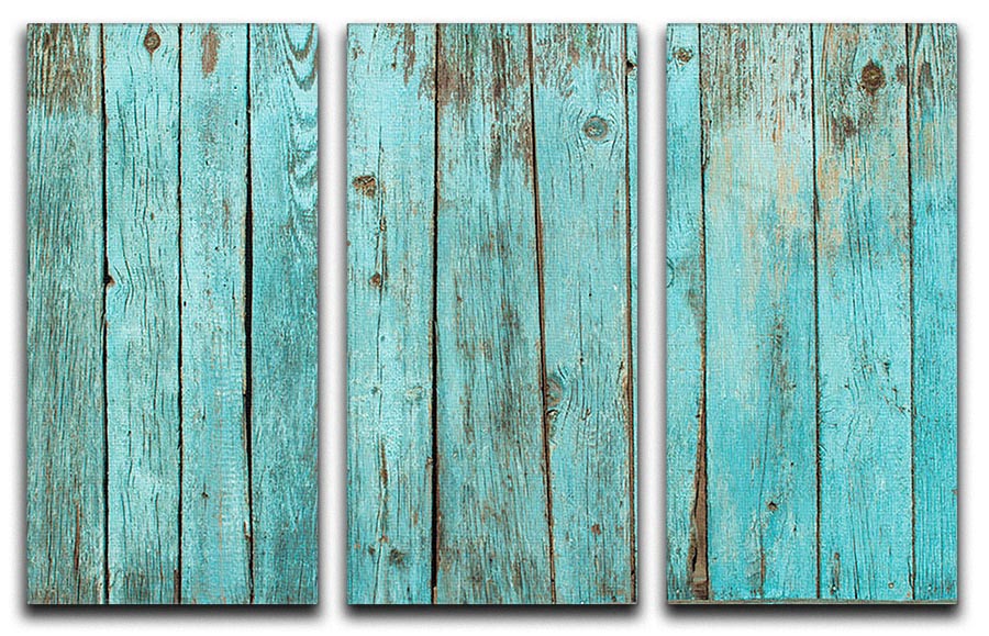 Battered old wooden blue 3 Split Panel Canvas Print - Canvas Art Rocks - 1