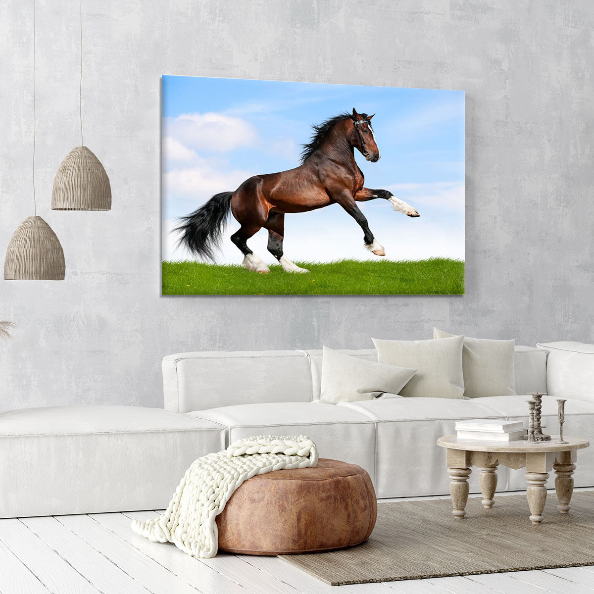 Bay horse running in field Canvas Print or Poster - Canvas Art Rocks - 6
