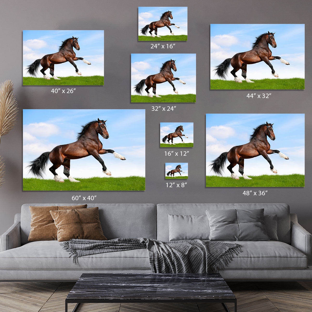Bay horse running in field Canvas Print or Poster - Canvas Art Rocks - 7