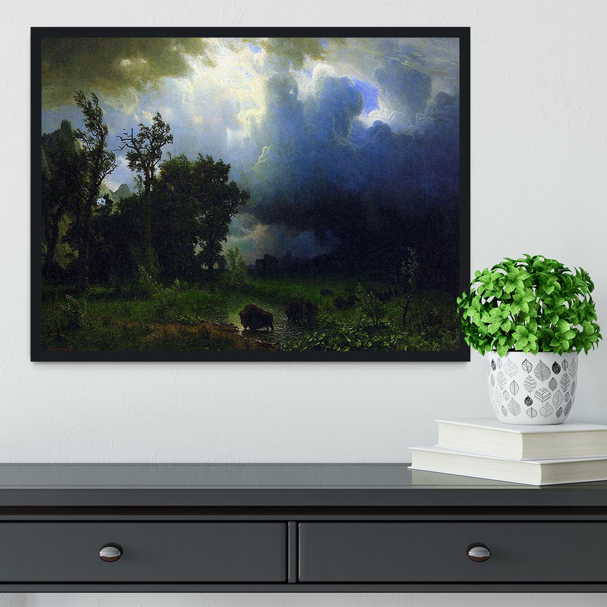 Before the Storm by Bierstadt Framed Print - Canvas Art Rocks - 2