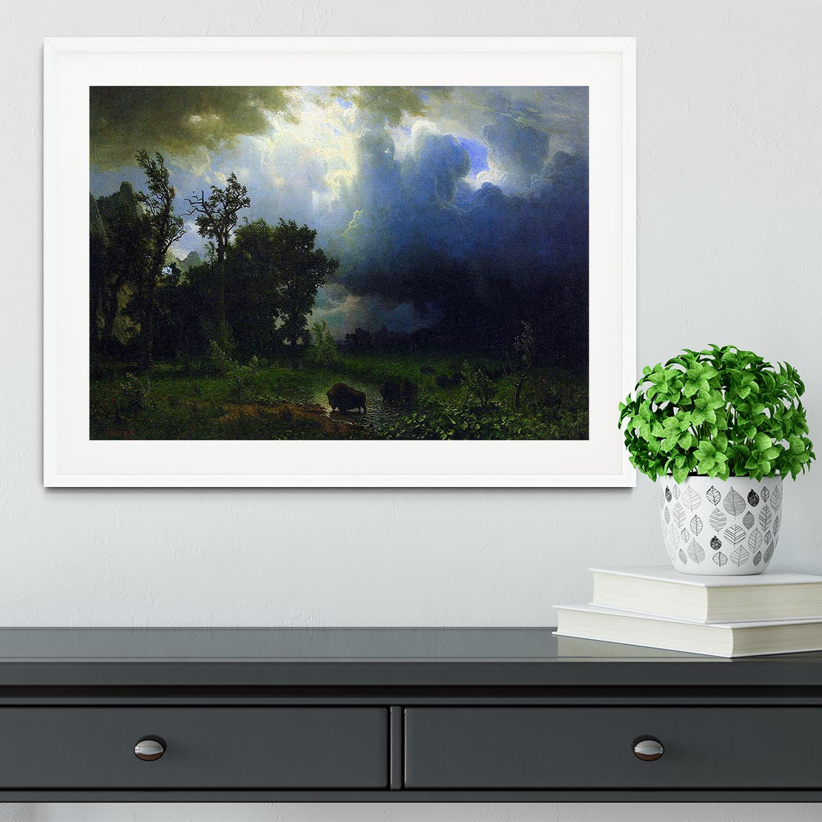 Before the Storm by Bierstadt Framed Print - Canvas Art Rocks - 5