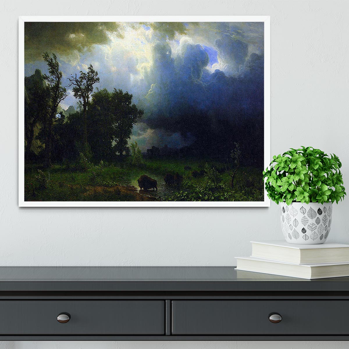 Before the Storm by Bierstadt Framed Print - Canvas Art Rocks -6