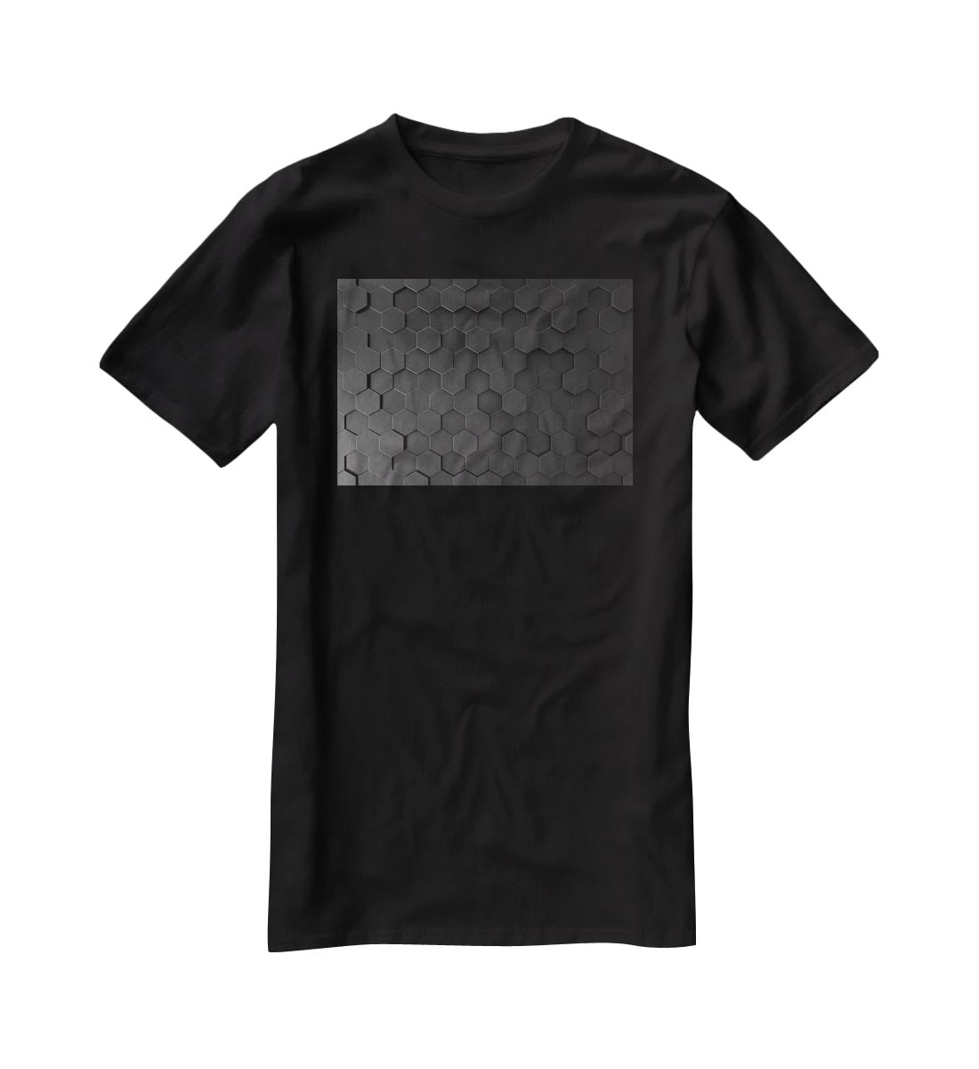 Black Hexagon Pattern T-Shirt - Canvas Art Rocks - 1