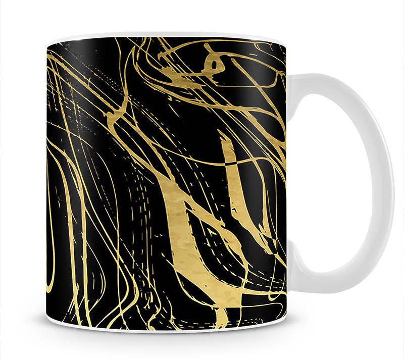 Black and Gold Swirled Abstract Mug - Canvas Art Rocks - 1