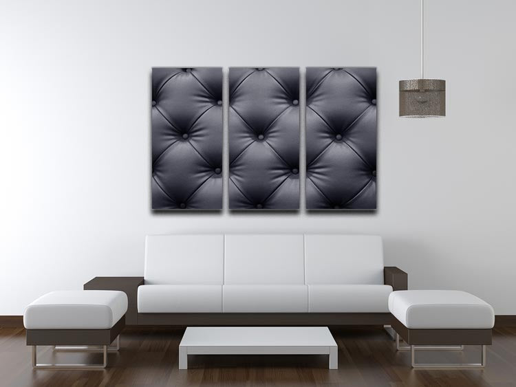 Black leather sofa texture 3 Split Panel Canvas Print - Canvas Art Rocks - 3