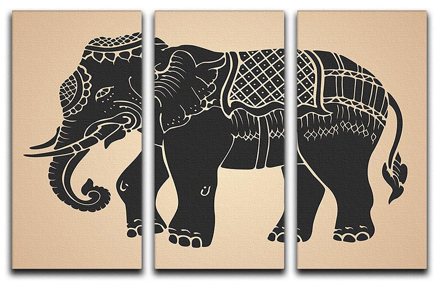 Black war elephant 3 Split Panel Canvas Print - Canvas Art Rocks - 1