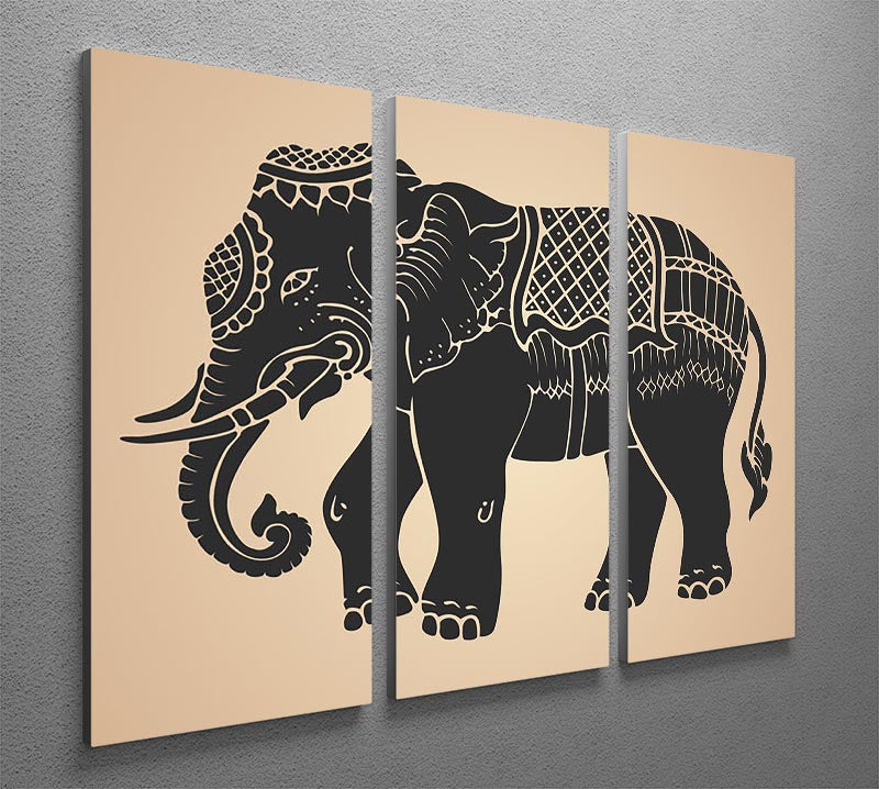 Black war elephant 3 Split Panel Canvas Print - Canvas Art Rocks - 2
