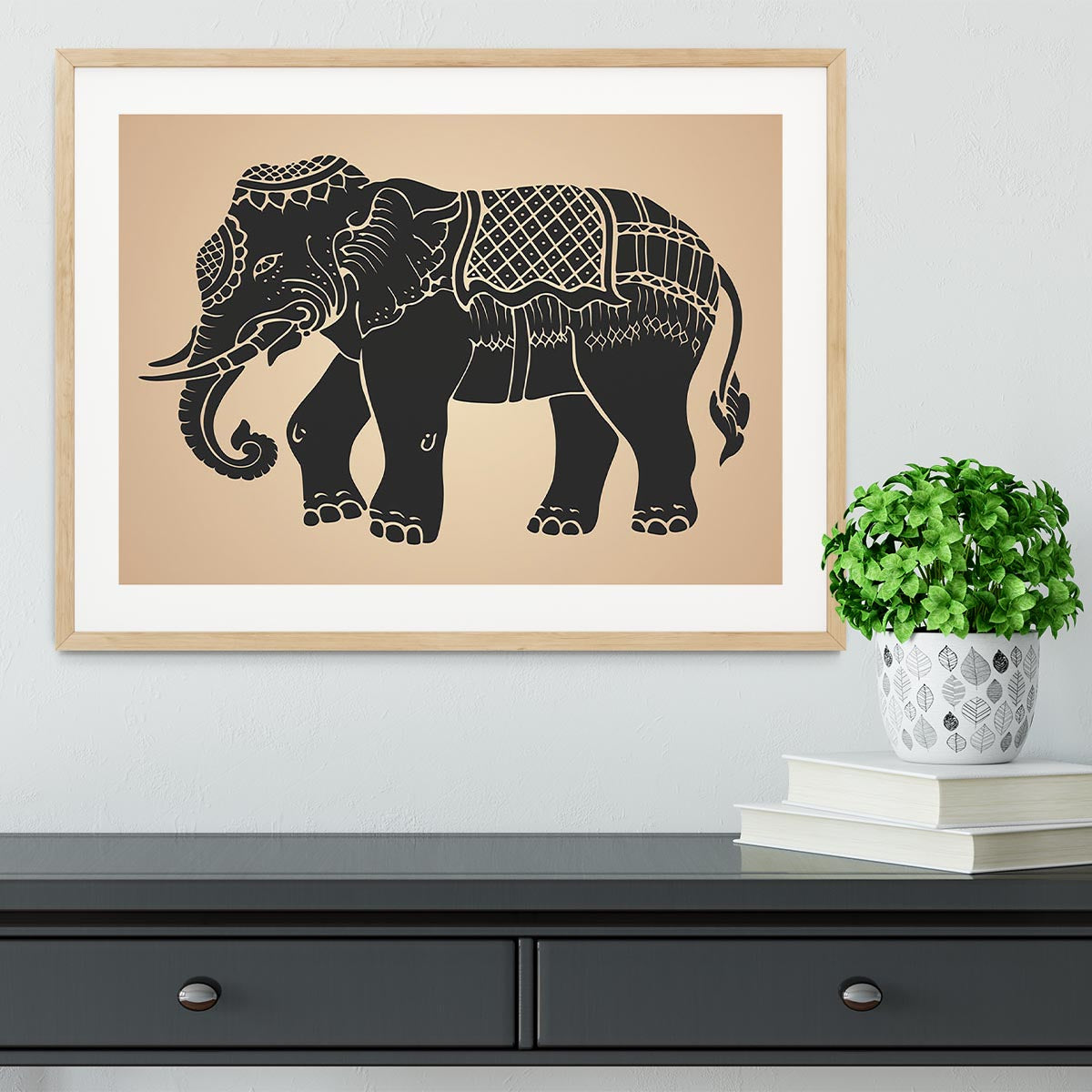 Black war elephant Framed Print - Canvas Art Rocks - 3