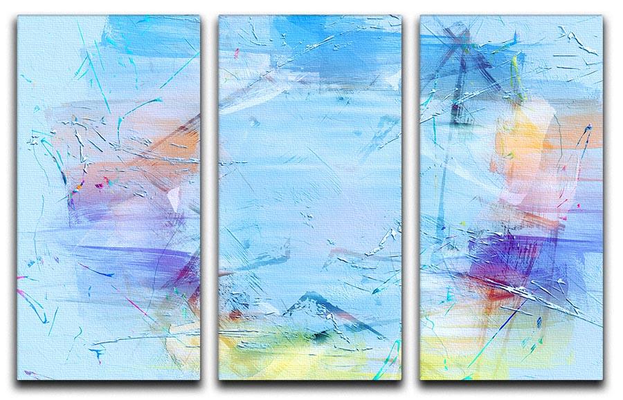 Blue Oil Painting 3 Split Panel Canvas Print - Canvas Art Rocks - 1