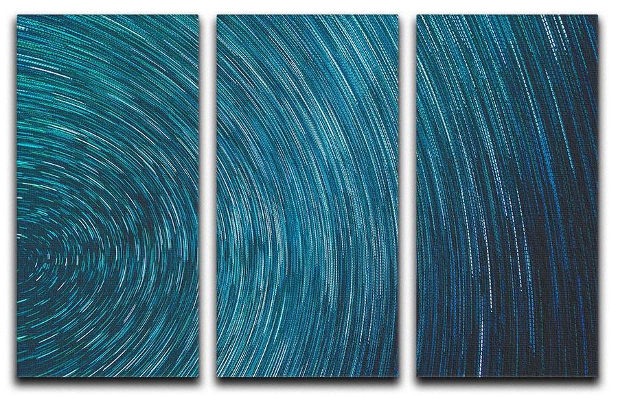 Blue Star Abstract Painting 3 Split Panel Canvas Print - Canvas Art Rocks - 1