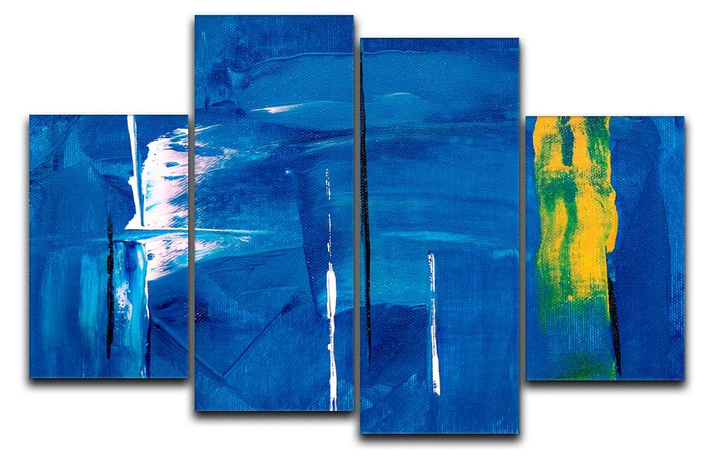 Blue and Green Abstract Painting 4 Split Panel Canvas  - Canvas Art Rocks - 1