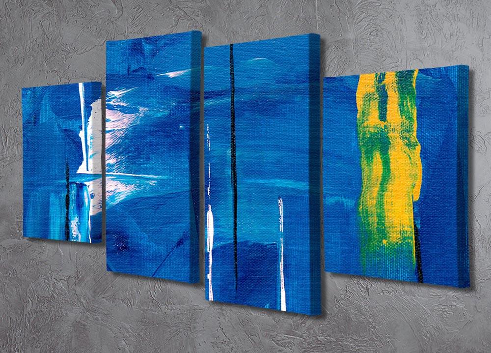 Blue and Green Abstract Painting 4 Split Panel Canvas - Canvas Art Rocks - 2
