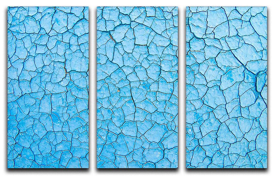 Blue cracked paint 3 Split Panel Canvas Print - Canvas Art Rocks - 1