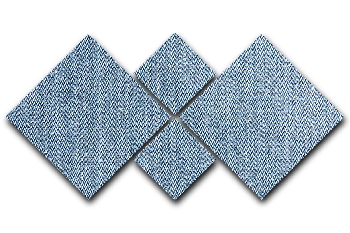 Blue denim texture 4 Square Multi Panel Canvas - Canvas Art Rocks - 1