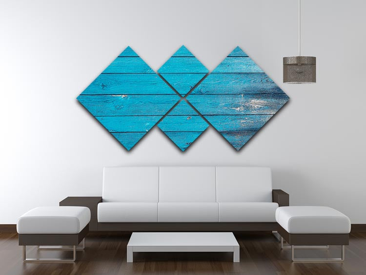 Blue painted wood texture 4 Square Multi Panel Canvas - Canvas Art Rocks - 3