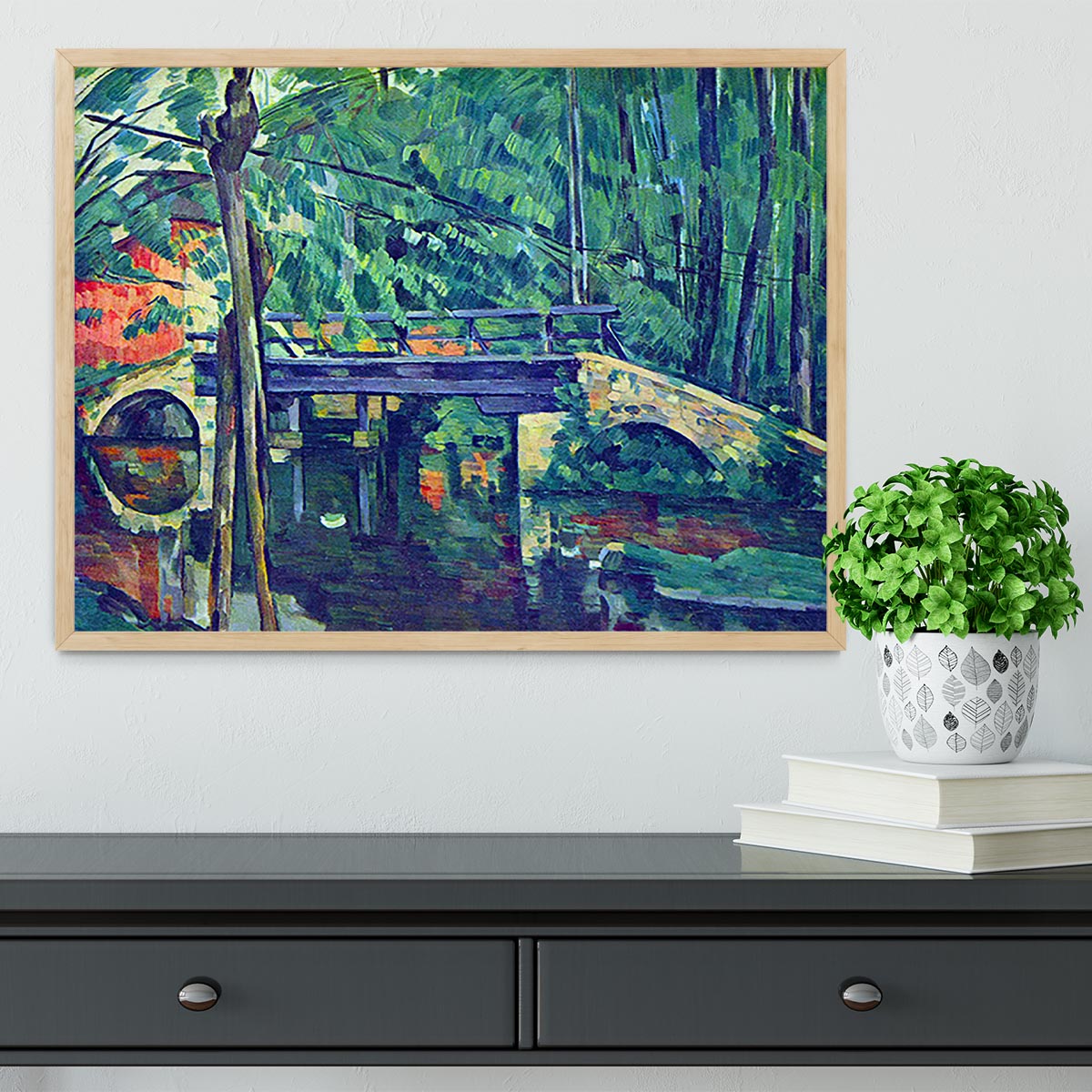 Bridge in the forest by Cezanne Framed Print - Canvas Art Rocks - 4