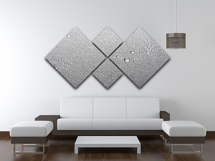 Brushed metal surface with water 4 Square Multi Panel Canvas - Canvas Art Rocks - 3