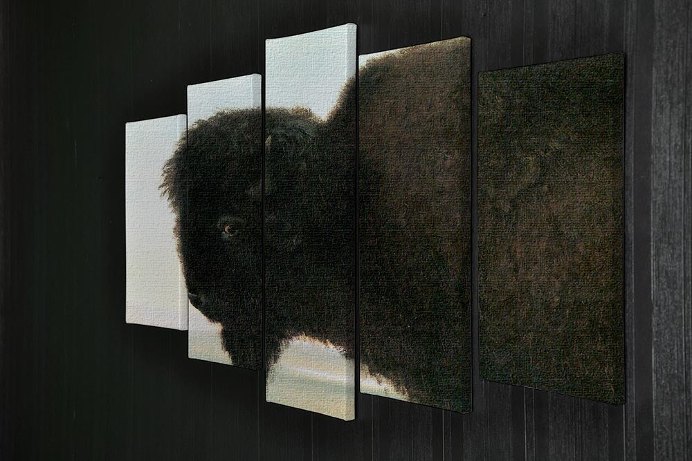 Buffalo Head by Bierstadt 5 Split Panel Canvas - Canvas Art Rocks - 2