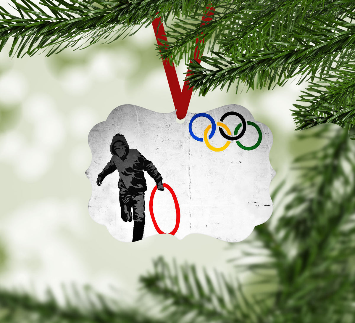 Banksy Olympic Rings Looter Christmas Ornament Canvas Art Rocks