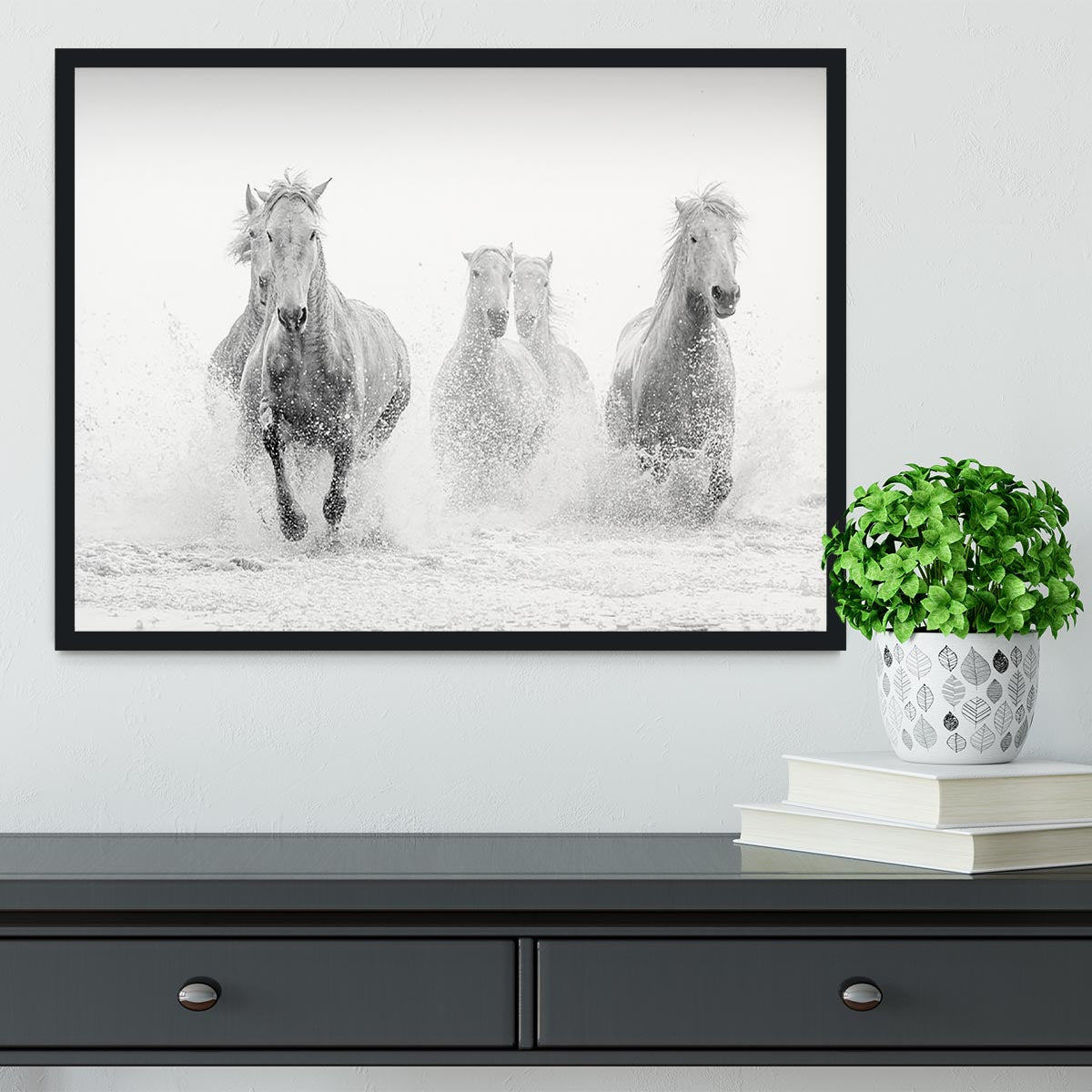 Camargue Horses running Framed Print - Canvas Art Rocks - 2