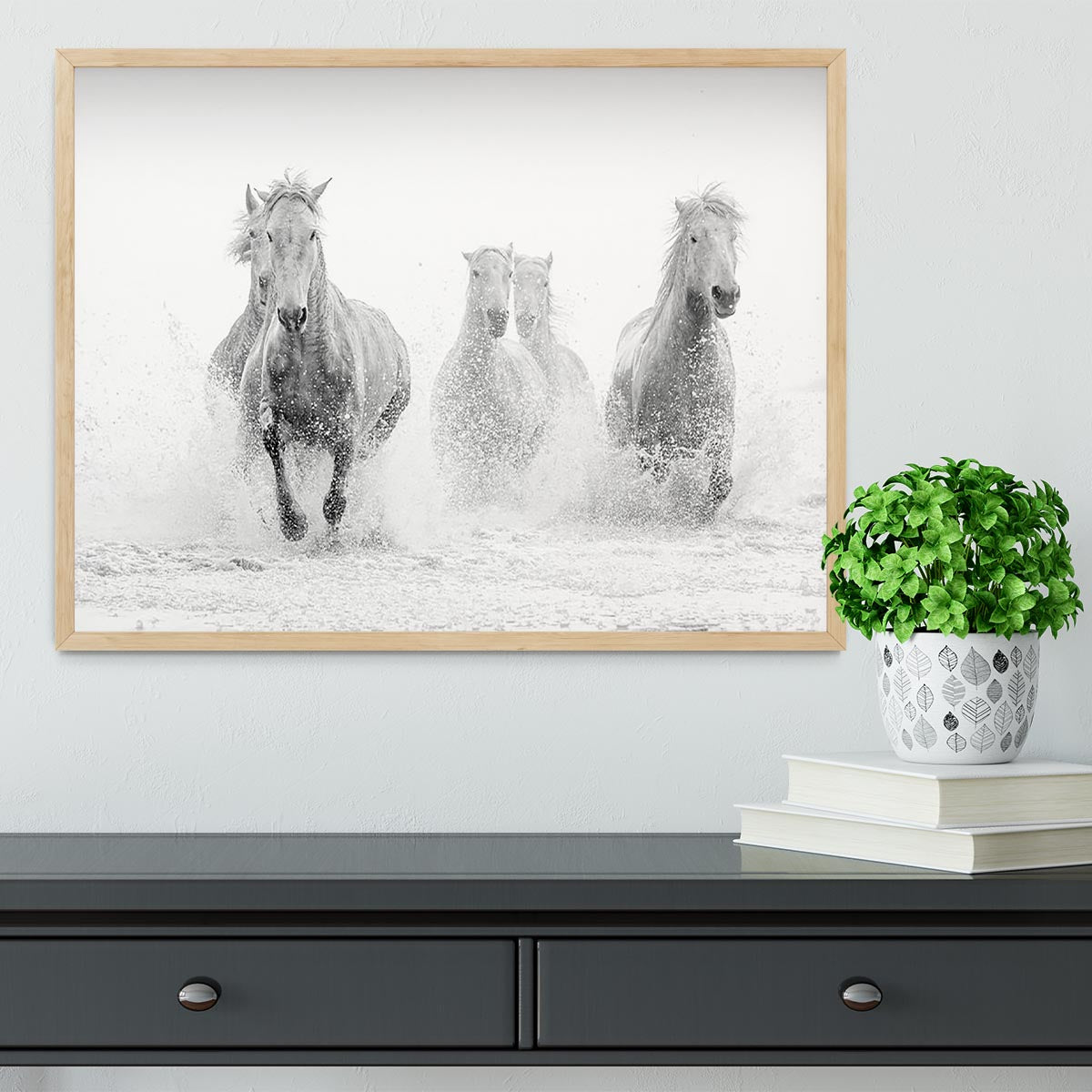 Camargue Horses running Framed Print - Canvas Art Rocks - 4
