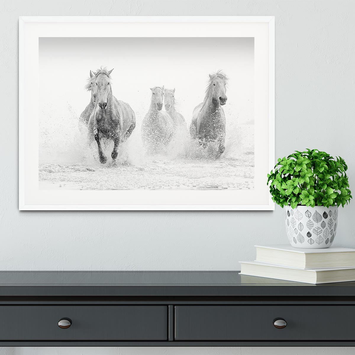 Camargue Horses running Framed Print - Canvas Art Rocks - 5