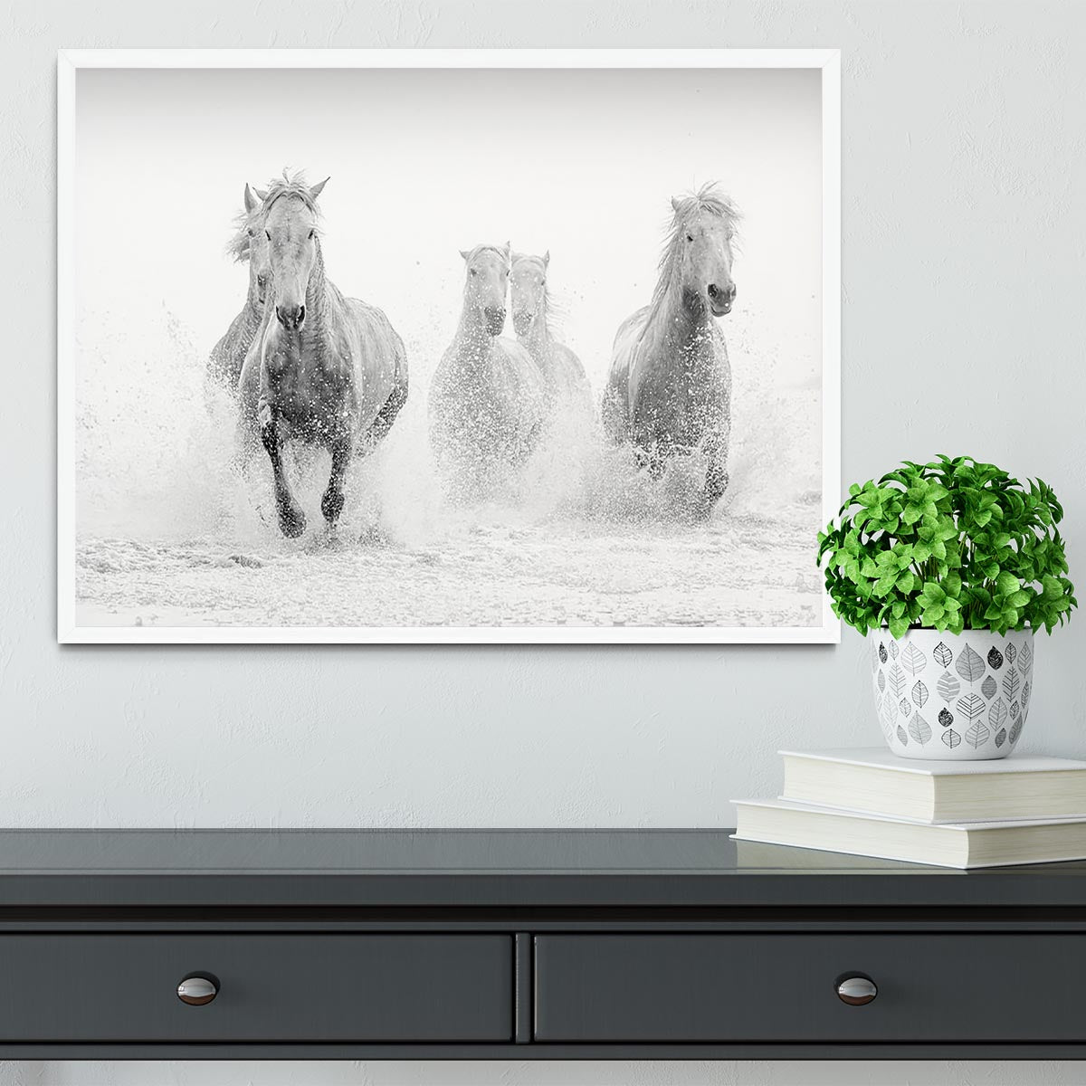 Camargue Horses running Framed Print - Canvas Art Rocks -6