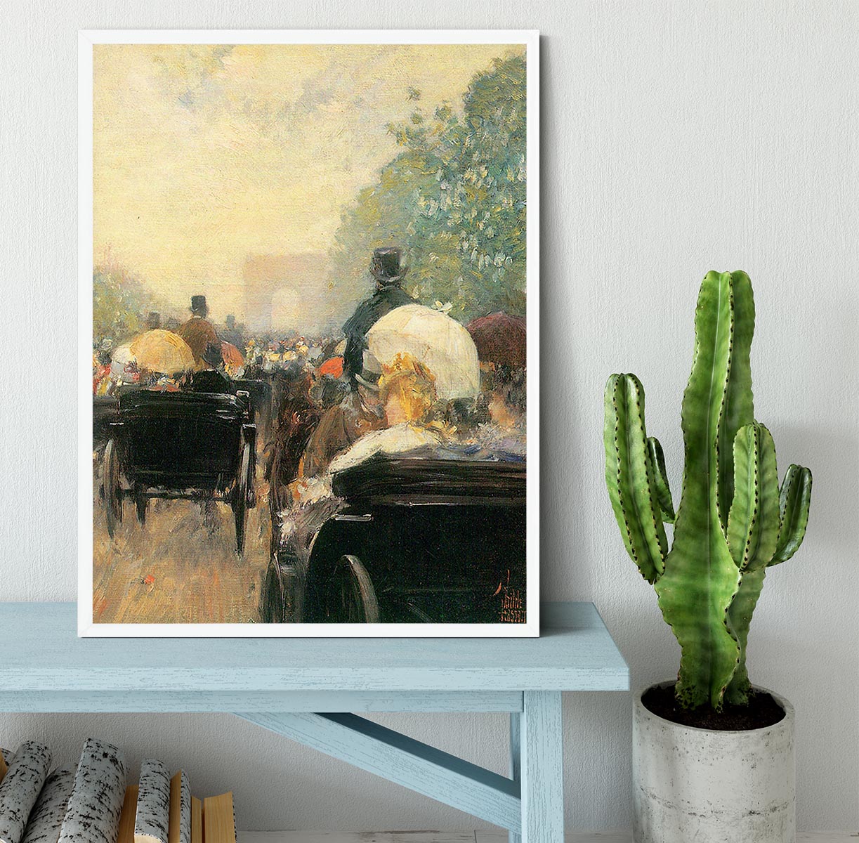 Carriage Parade by Hassam Framed Print - Canvas Art Rocks -6