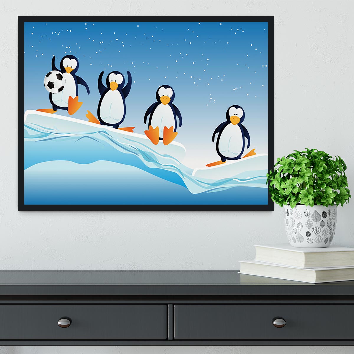 Cartoonstyle illustration of penguins Framed Print - Canvas Art Rocks - 2