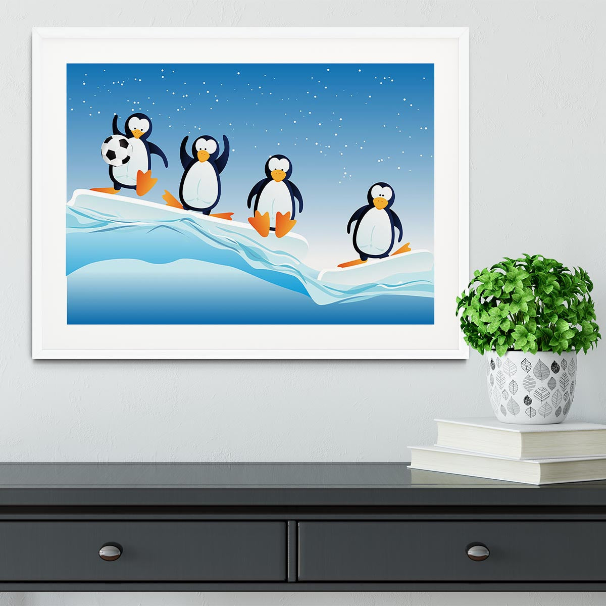 Cartoonstyle illustration of penguins Framed Print - Canvas Art Rocks - 5