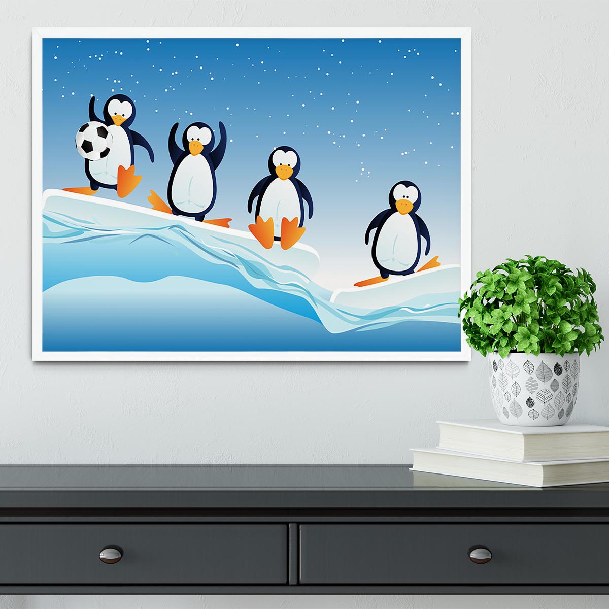 Cartoonstyle illustration of penguins Framed Print - Canvas Art Rocks -6