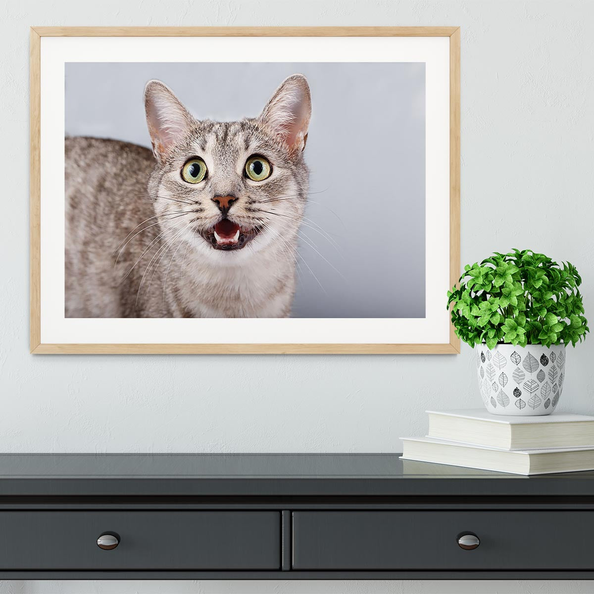 Cat meows Framed Print - Canvas Art Rocks - 3