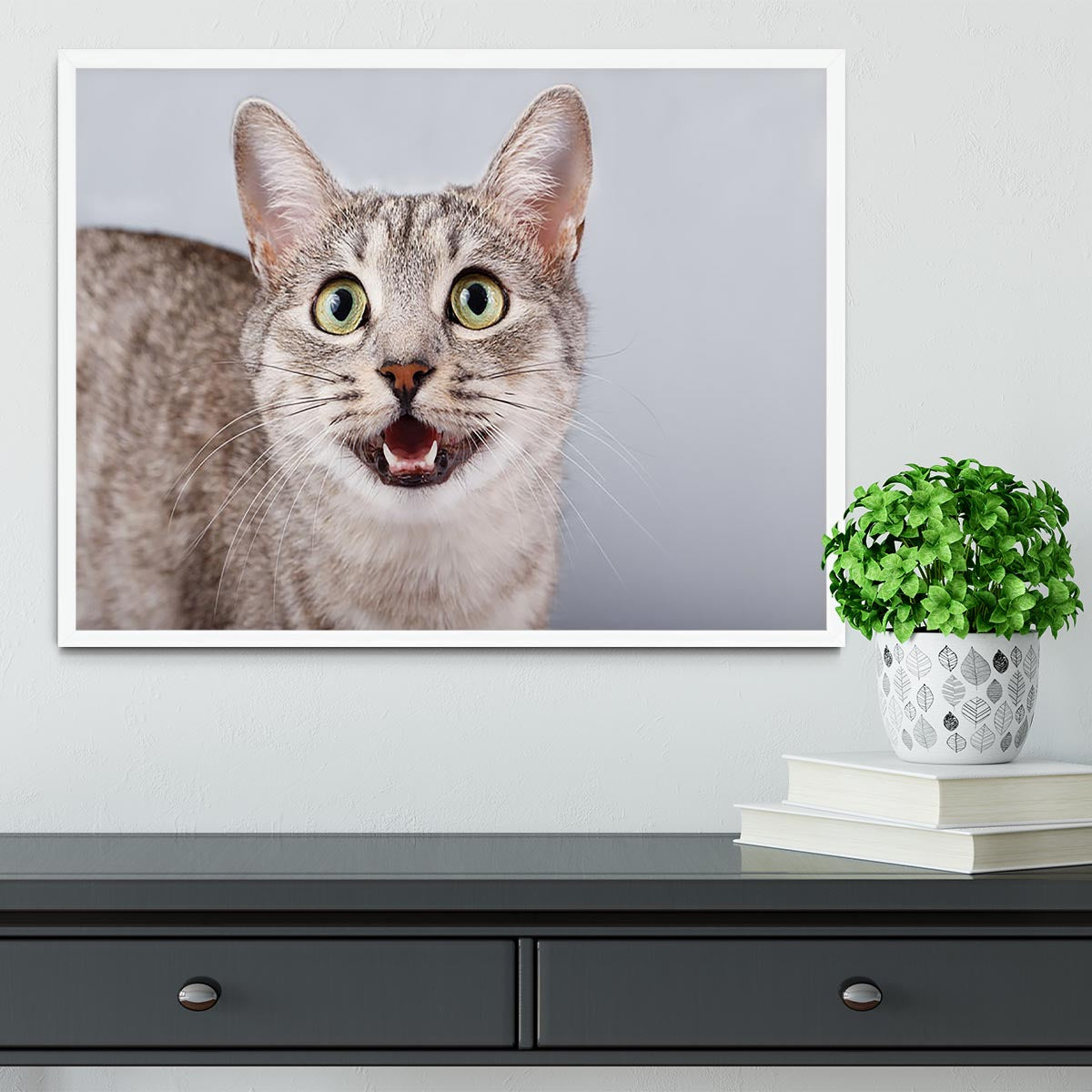 Cat meows Framed Print - Canvas Art Rocks -6