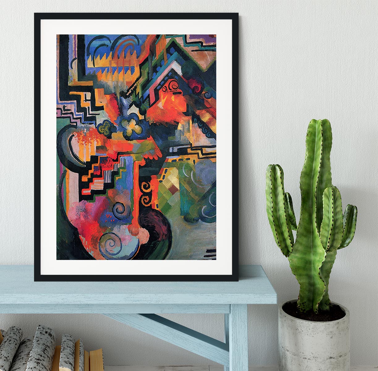 Colored composition Hommage o Sebastin Johann Bach by Macke Framed Print - Canvas Art Rocks - 1