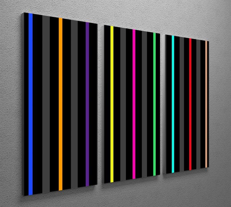 Colour Bar Stripes 3 Split Panel Canvas Print - Canvas Art Rocks - 2
