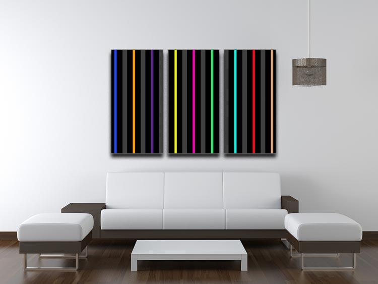 Colour Bar Stripes 3 Split Panel Canvas Print - Canvas Art Rocks - 3