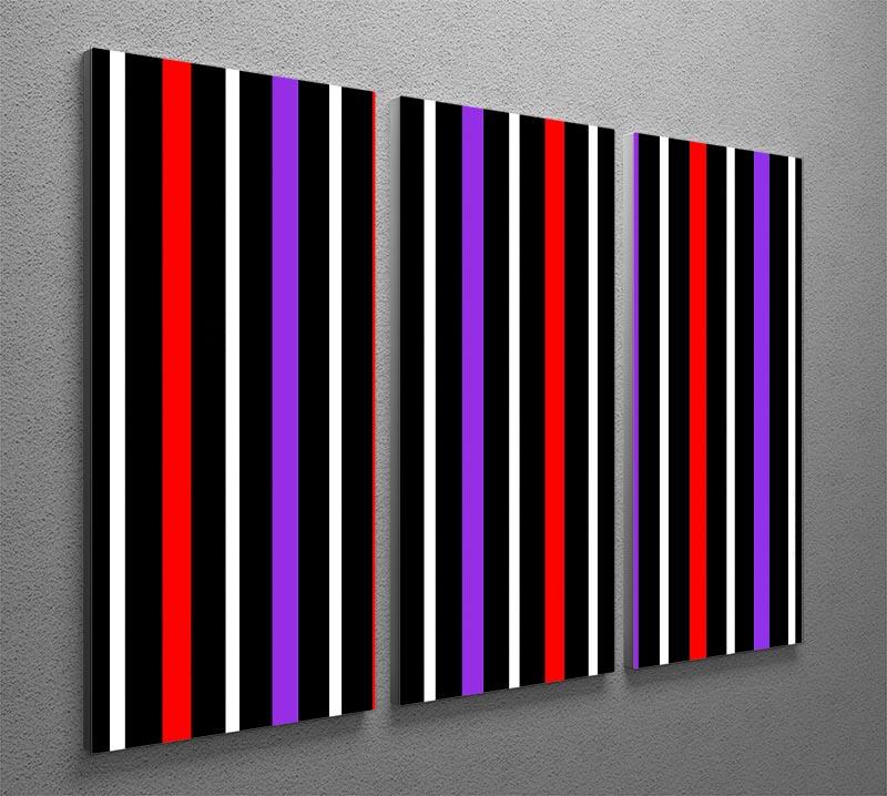 Colour Stripes FS2 3 Split Panel Canvas Print - Canvas Art Rocks - 2