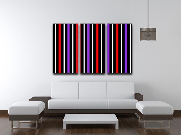 Colour Stripes FS2 3 Split Panel Canvas Print - Canvas Art Rocks - 3