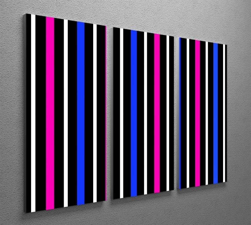 Colour Stripes FS3 3 Split Panel Canvas Print - Canvas Art Rocks - 2
