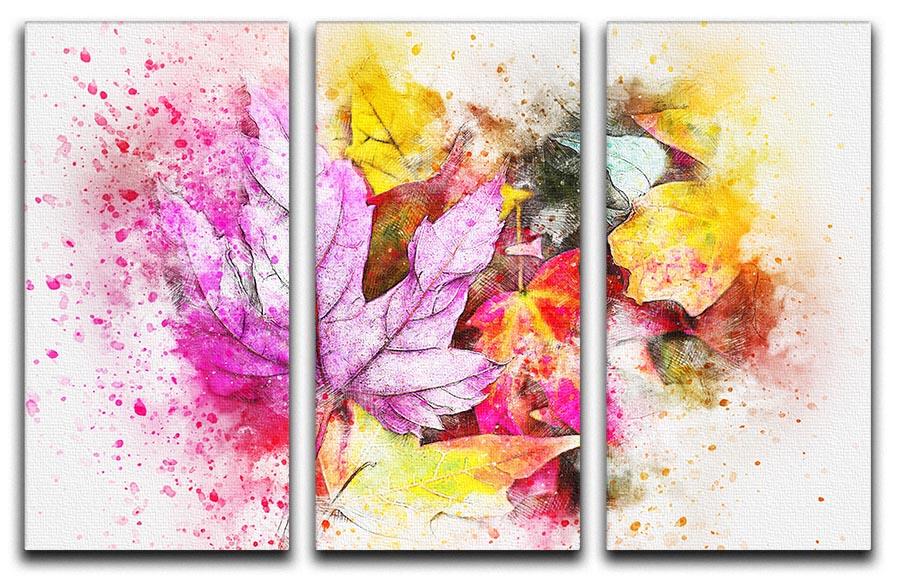 Coloured Leaves 3 Split Panel Canvas Print - Canvas Art Rocks - 1