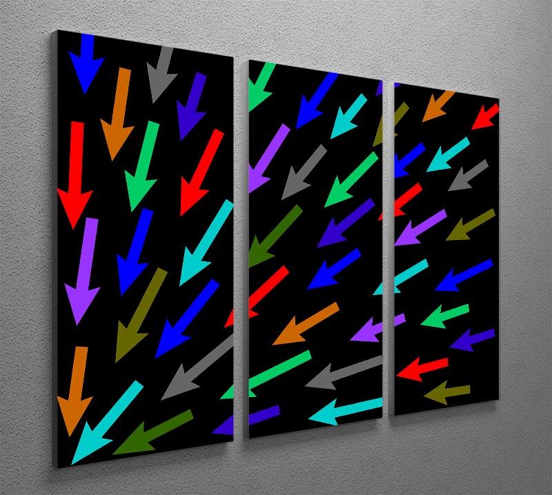 Colourful Arrows - Black 3 Split Panel Canvas Print - Canvas Art Rocks - 2