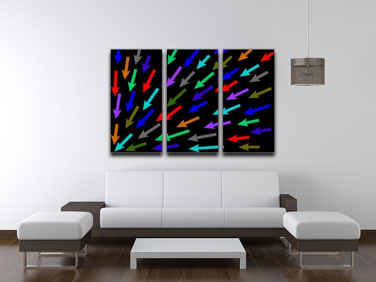 Colourful Arrows - Black 3 Split Panel Canvas Print - Canvas Art Rocks - 3