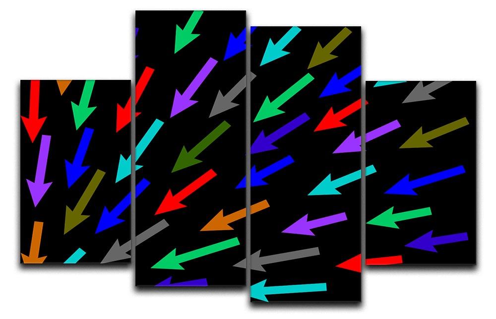 Colourful Arrows - Black 4 Split Panel Canvas  - Canvas Art Rocks - 1