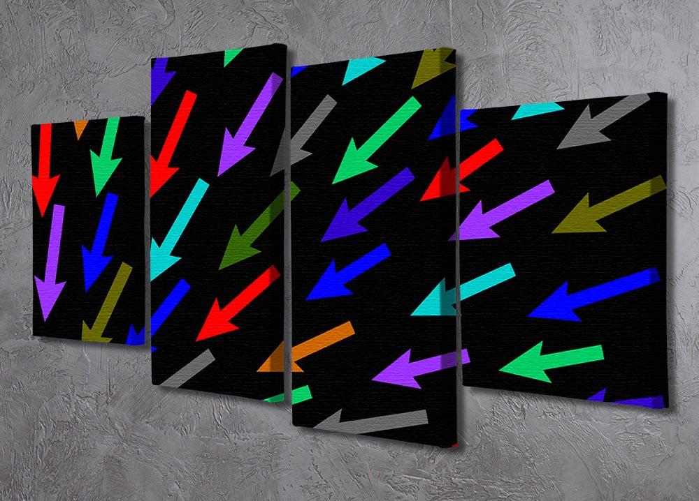 Colourful Arrows - Black 4 Split Panel Canvas - Canvas Art Rocks - 2