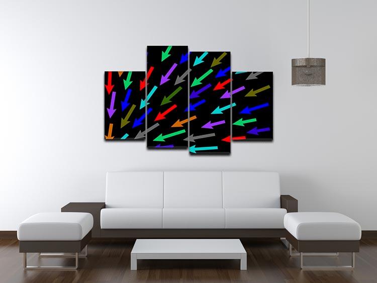 Colourful Arrows - Black 4 Split Panel Canvas - Canvas Art Rocks - 3