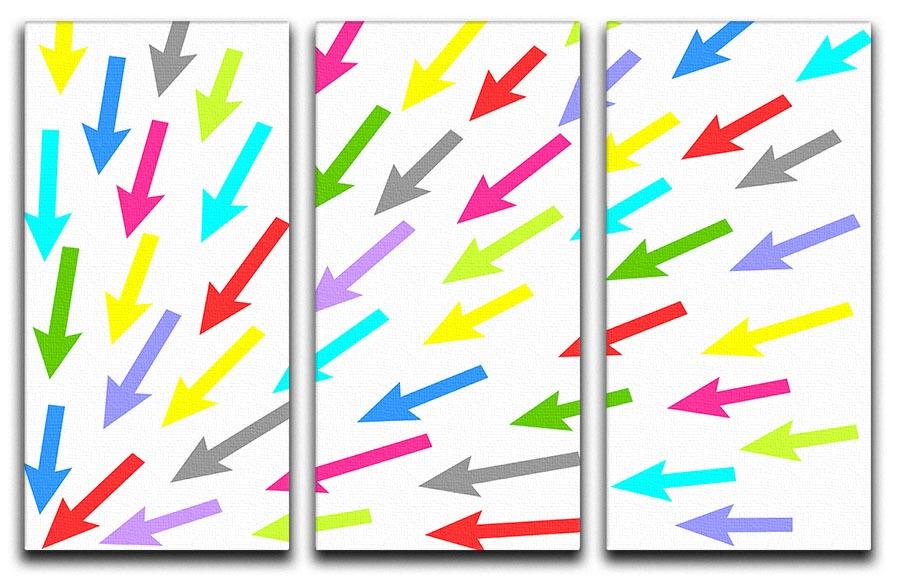 Colourful Arrows - White 3 Split Panel Canvas Print - Canvas Art Rocks - 1